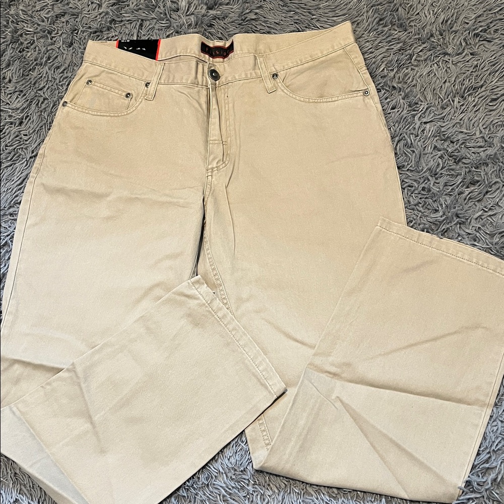 Beige Straight-Leg Jeans